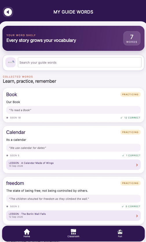 Edumento Read Guide personal dictionary