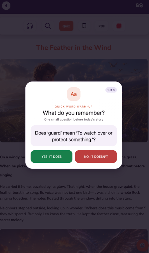 Edumento Read Guide vocabulary quiz