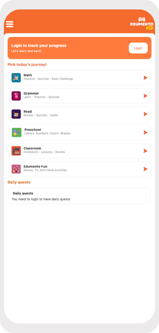 Edumento Kid app screen